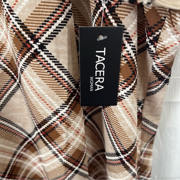 Women’s 3X Tacera Plaid At The Knee Dress NWT Brown White Orange - Picture 4 of 12